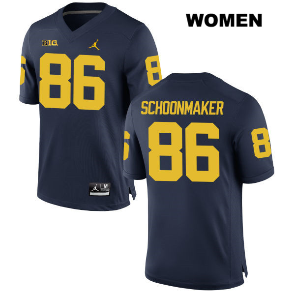 Women's NCAA Michigan Wolverines Luke Schoonmaker #86 Navy Jordan Brand Authentic Stitched Football College Jersey EJ25L32KD